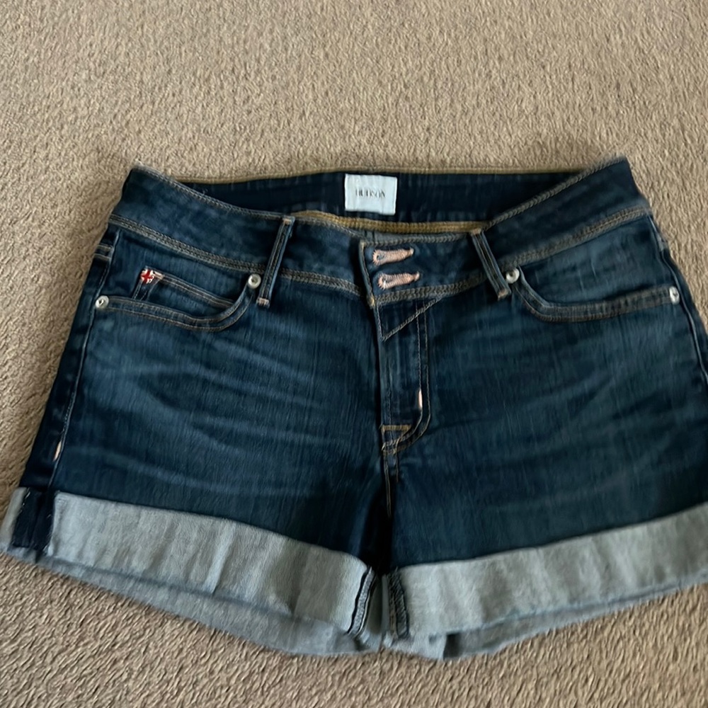 Hudson women’s low waisted jean shorts, size 27 cuffed at the bottom